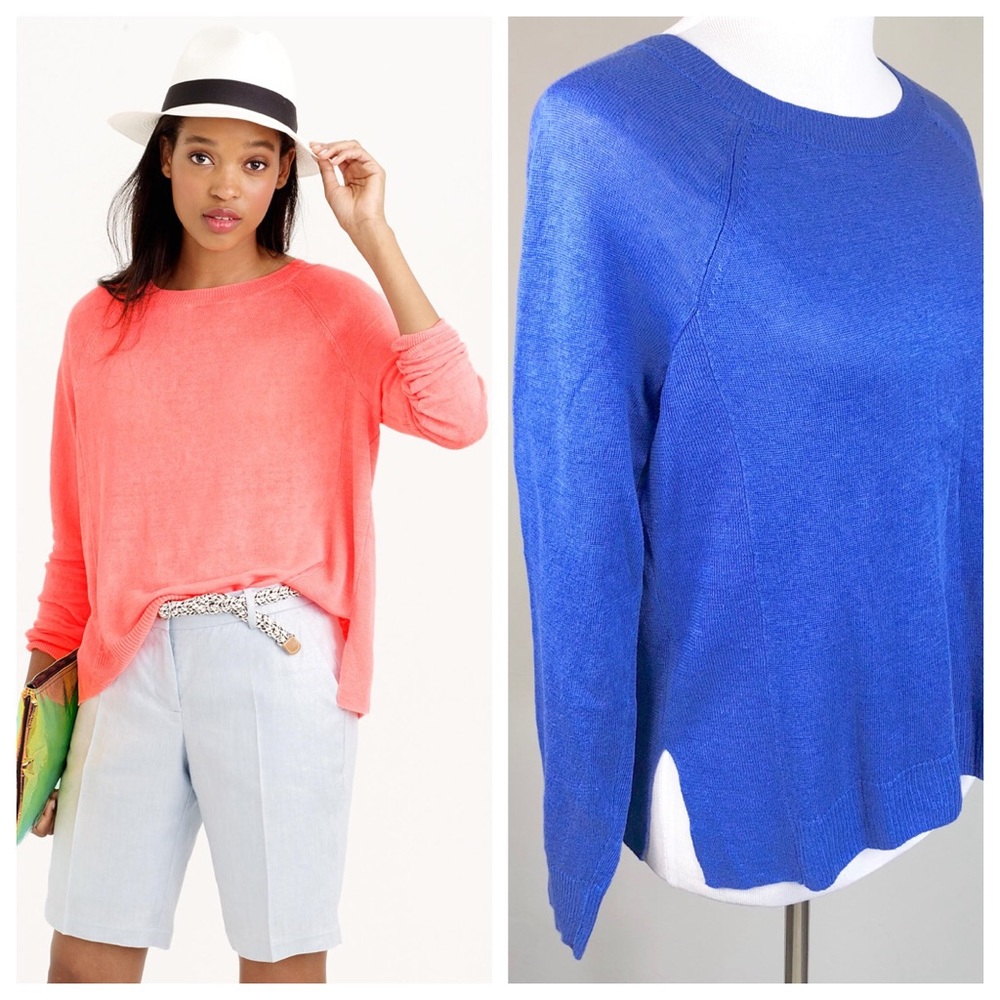 J. Crew Linen Swing Sweater in Blue